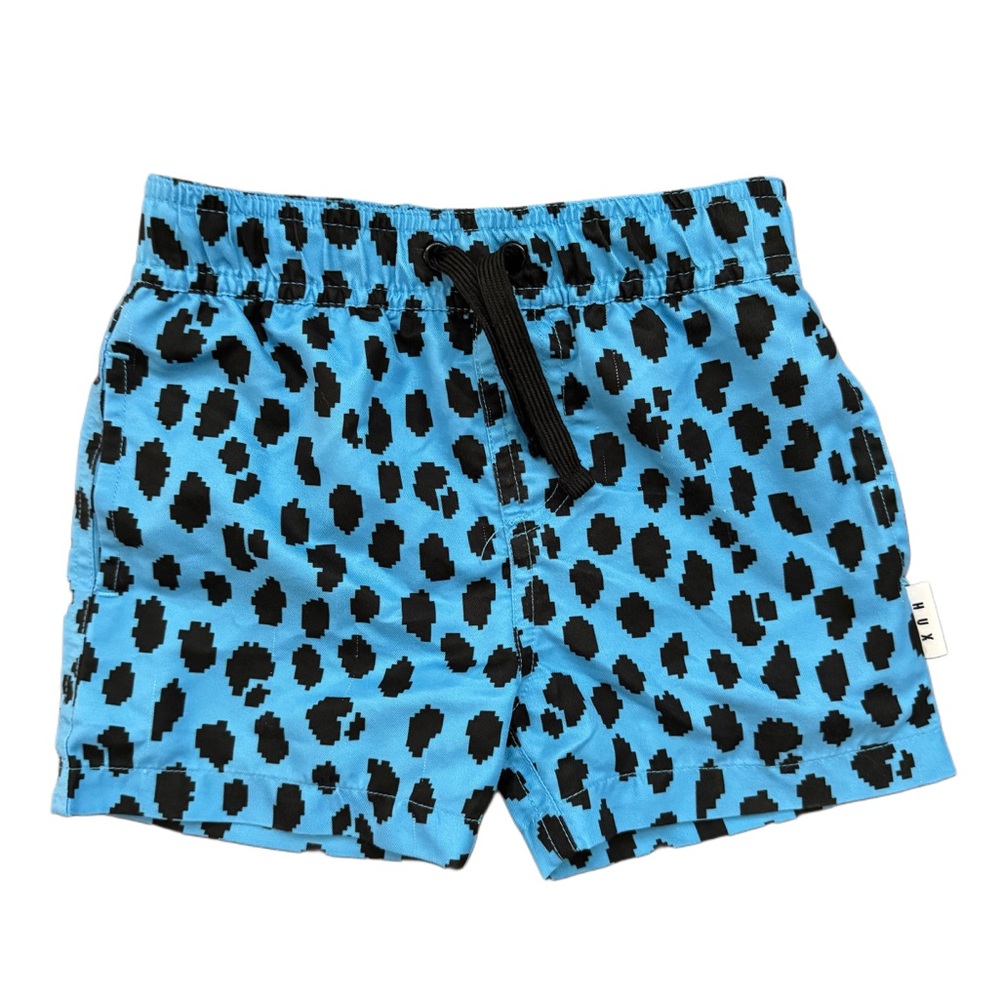 HUX limited edition leopard print neon blue boys swim trunks 3T